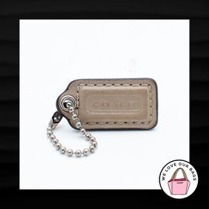 1.5" Small COACH TAN Light BROWN Leather Nickel Fob Bag Charm Keychain Hang Tag